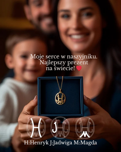 Inicjały Rodzinne Monogram Wisiorek