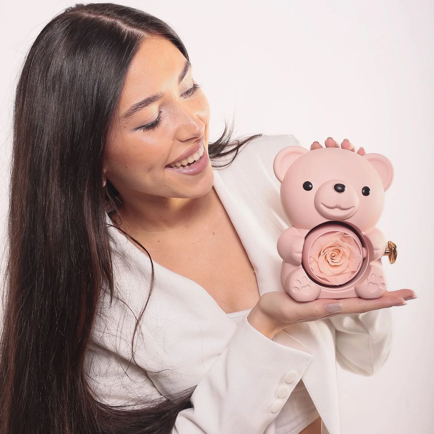 Miś z Wieczną Różą & Personalizowany Naszyjnik