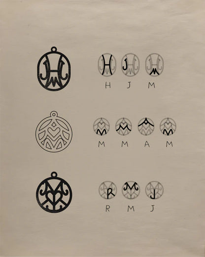 Inicjały Rodzinne Monogram Wisiorek