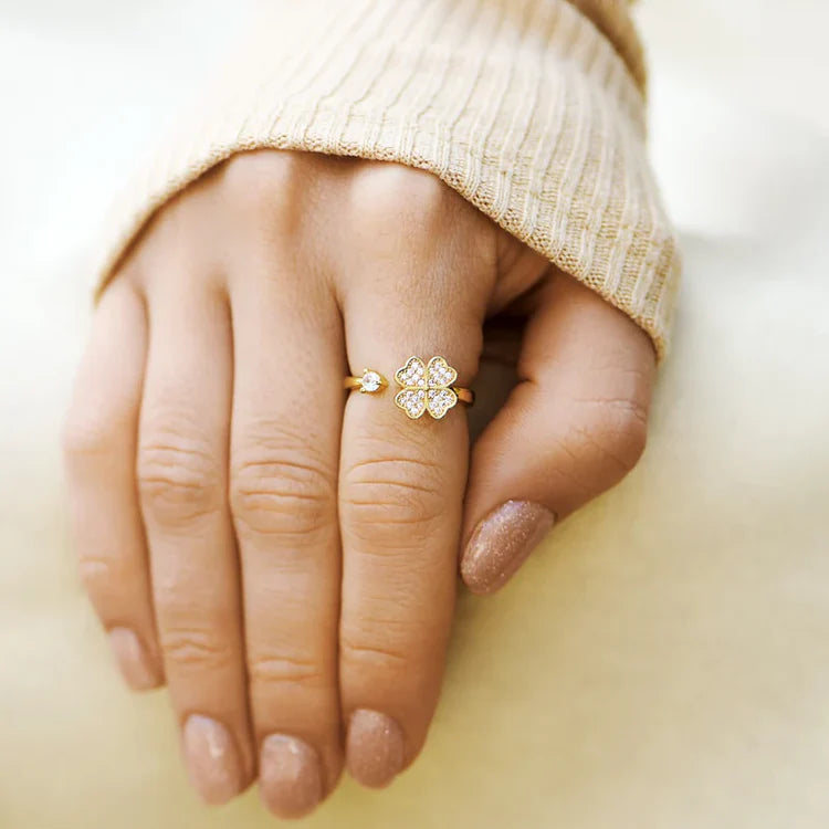 Dla mojej córki - pierścionek z koniczynką na szczęście | Regulowany